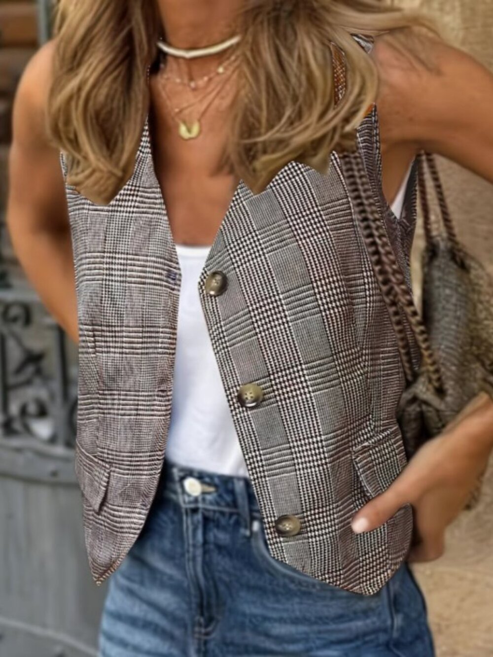 Women's plaid vest